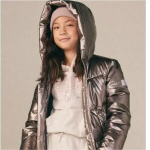Metallic Puffer Jacket with Hood